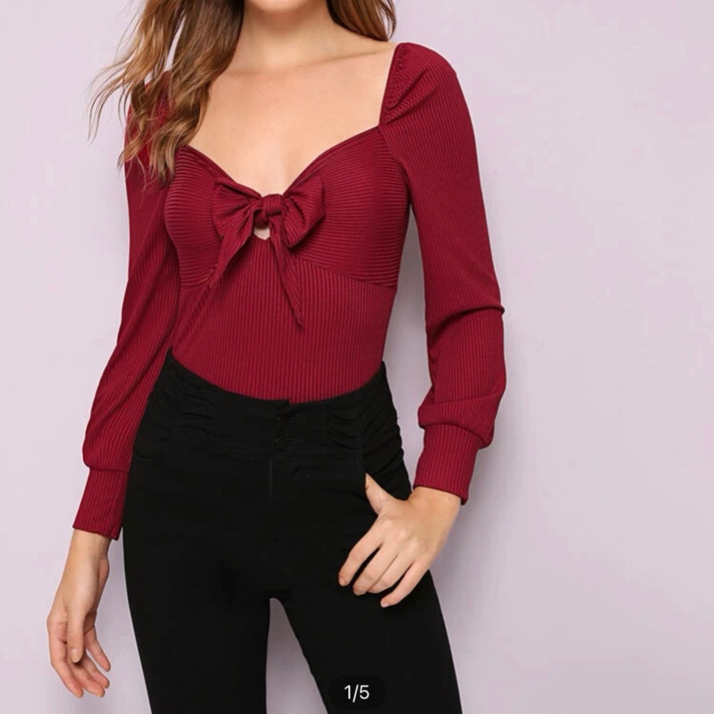 Dark red long sleeve top
